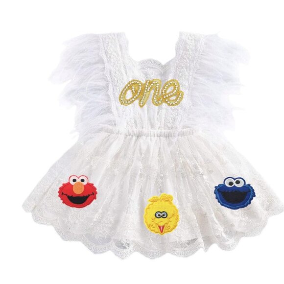 Elmo Dress Birthday Romper Dress Clothes Sesame Street outfit bodysuit Cookie